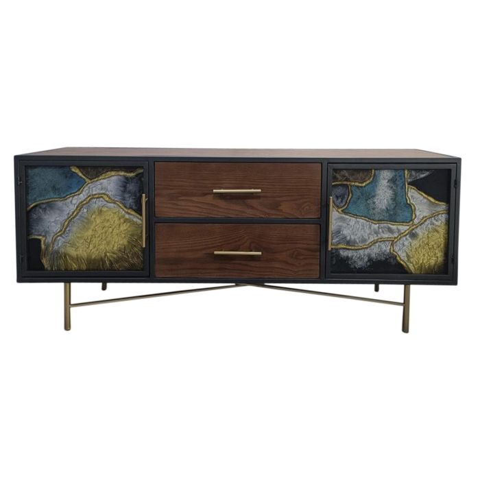 Mueble Tv Moderno DKD Home Decor Marron Oscuro Dorado 35 x 55 x 140 cm