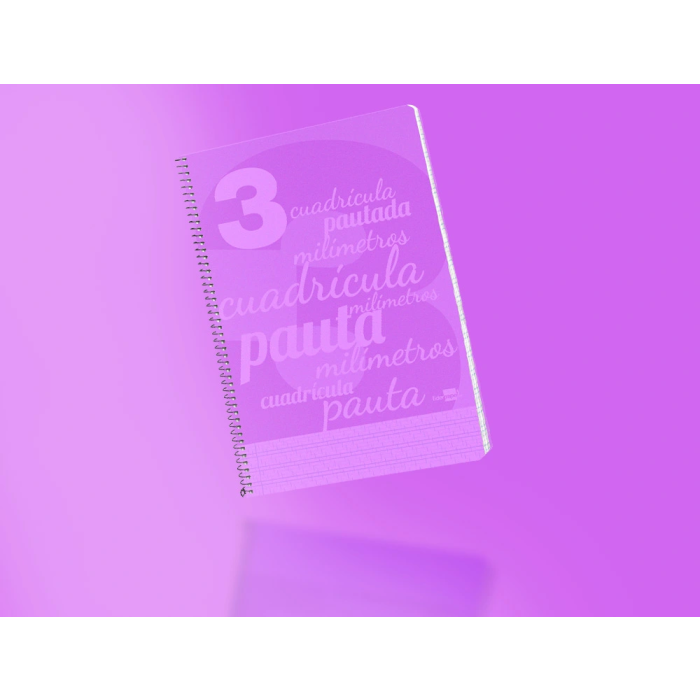 Liderpapel Cuaderno espiral folio pautaguia 80h 75gr cuadro pautado 3mm con margen color violeta 8