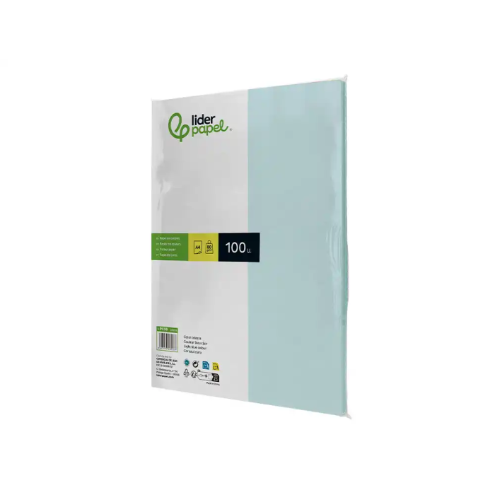 Liderpapel Papel Color A4 80gr Celeste Paquete de 100 Hojas 2