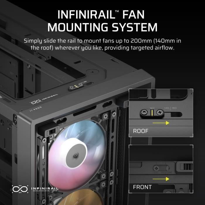 Corsair FRAME 4000D RS ARGB Midi Tower Negro CC-9011296-WW - Compatible con ATX, Iluminación ARGB, Ventiladores Incluidos 4 Corsair FRAME 4000D RS ARGB Midi Tower Negro CC-9011296-WW - Compatible con ATX, Iluminación ARGB, Ventiladores Incluidos 4