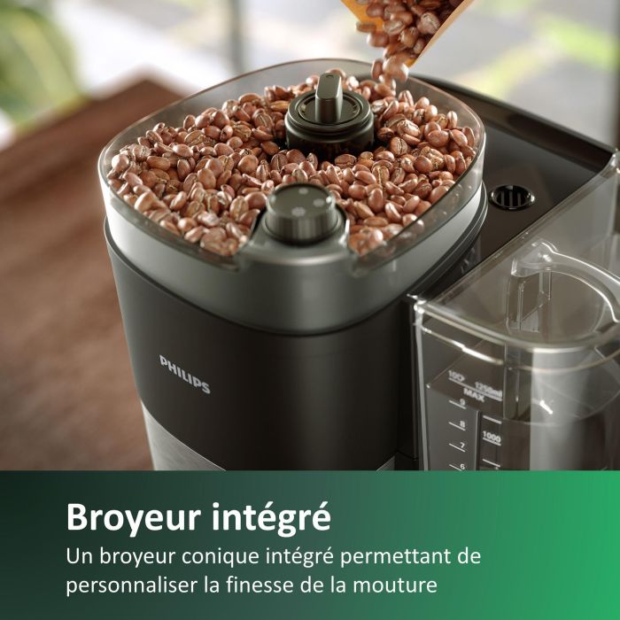 Philips HD7888/01 Cafetera de filtro con molinillo integrado, 1.25 L (10 tazas), Negra/Plata 2