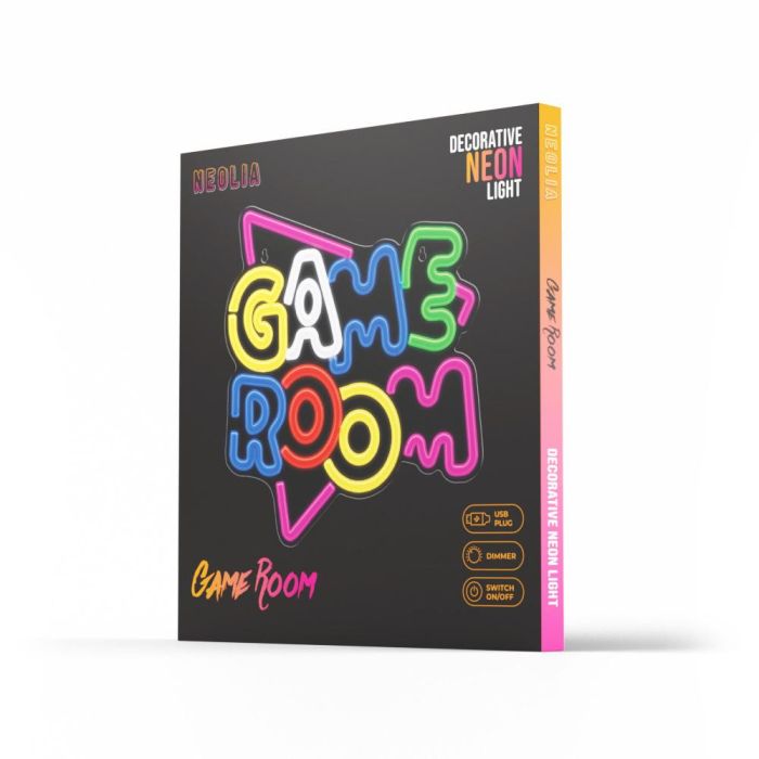 Forever Lámpara Neon Plexi LED Decoración Game Room - Luz Multicolor, Regulador de Intensidad, Alimentación por USB, Incluye Soporte para Pared