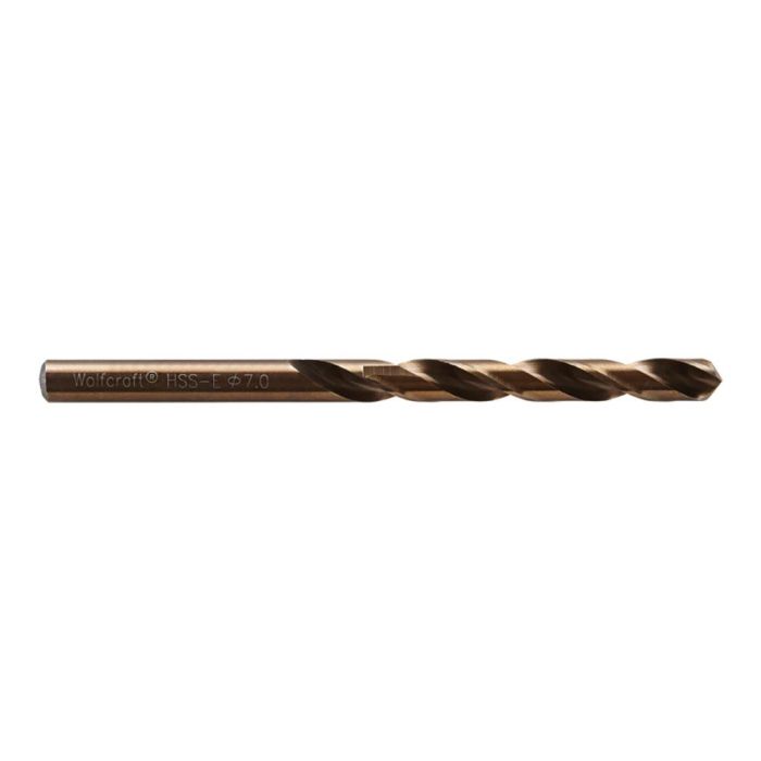 Wolfcraft Broca para Metal HSS Cobalto Rectificada ø7x109mm, Longitud Trabajo 69mm, para Acero Inoxidable, Punta 130°