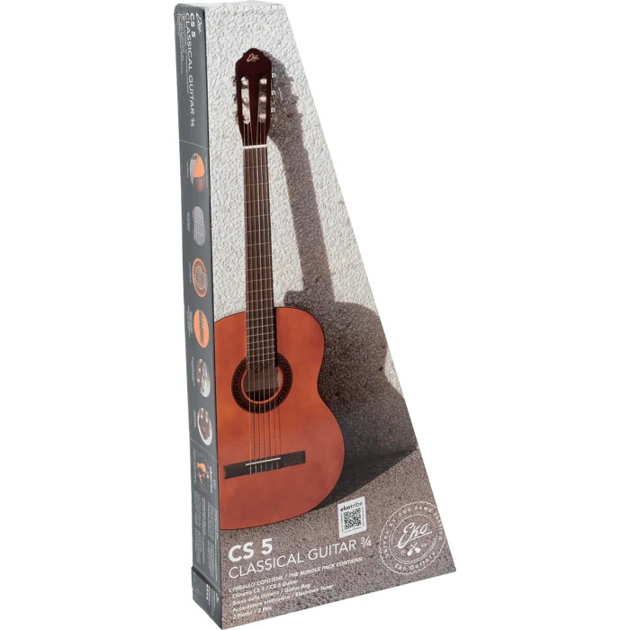 Eko Guitarra Clásica 3/4 CS-5 Natural Pack para Niños y Adolescentes con Funda, Afinador y Púas 1