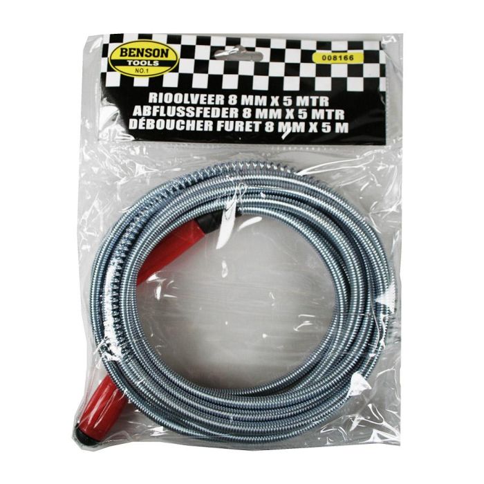 Benson Desatascador de tuberías metálico flexible 5m x 8mm cromado