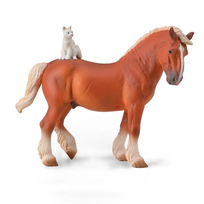 Caballo De Tiro Con Gato Encima - 88916 - Collecta Caballo De Tiro Con Gato Encima - 88916 - Collecta
