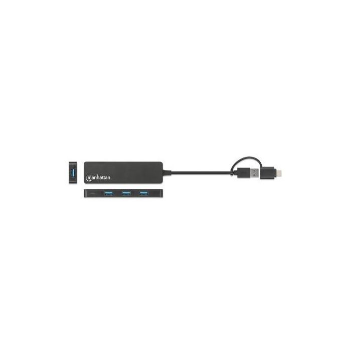 MANHATTAN 4-Port USB 3.0 Typ-C / Typ-A Kombi-Hub schwarz 1