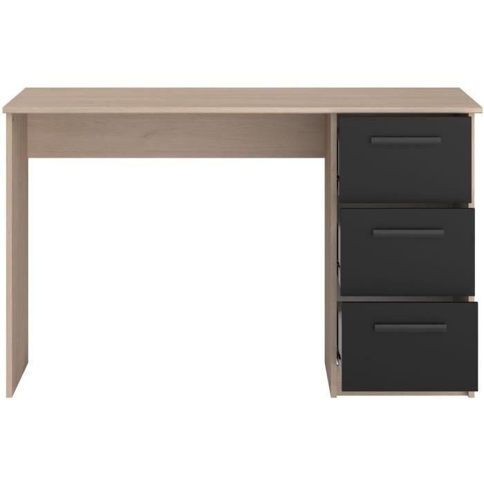 Parisot Right Office 3 Cajones - Decoración de Brooklyn Chene - L 121.4 x D 55 x H 74.5 cm - Esencial 5