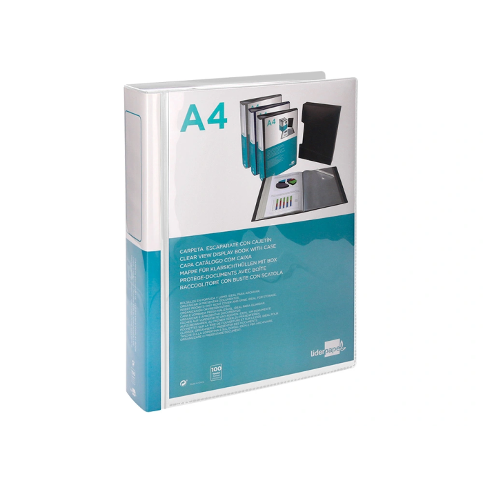 Liderpapel Carpeta Personalizable A4 con 100 Fundas Transparentes de Polipropileno y Cajetín 3