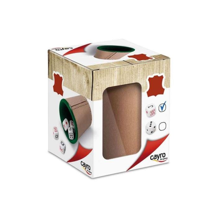 Cayro Cubilete de cuero forrado con dados Póker 8x10x8 1