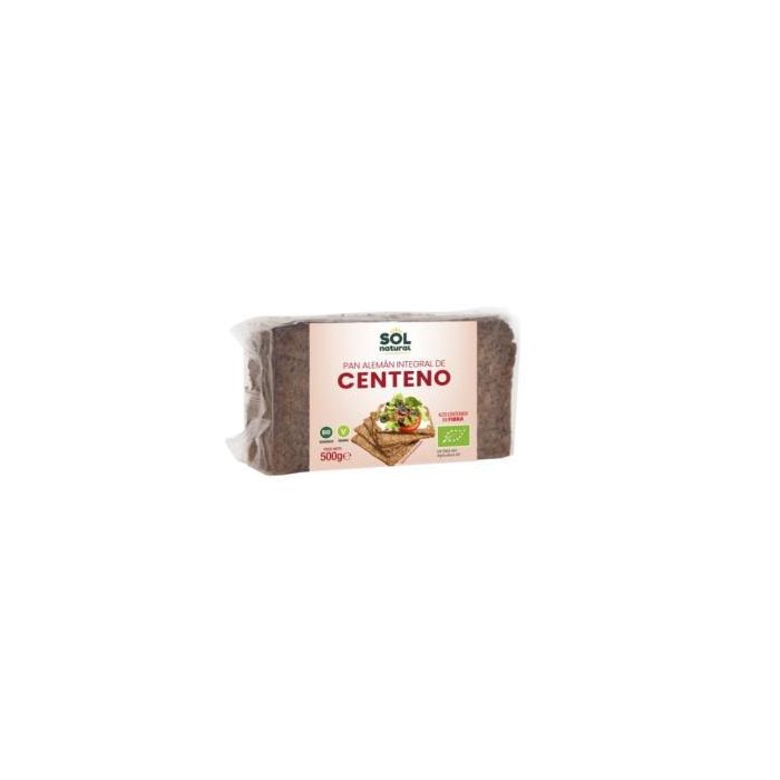 SOLNATURAL Pan Alemán de Centeno Integral 500g, Vegano, Rico en Fibra, Bajo en Grasa, Agricultura Ecológica