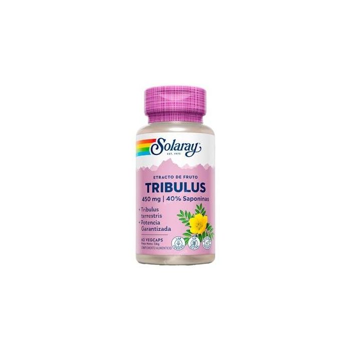 SOLARAY Tribulus 60 Cápsulas. Suplemento con 40% Saponinas para Síntesis Hormonal. Apto para veganos