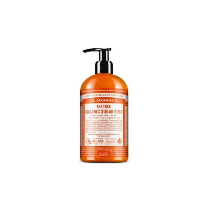 DR. BRONNER´S Jabón de Azúcar Árbol del Té 355ml – Antiséptico natural para piel, cuerpo y cabello