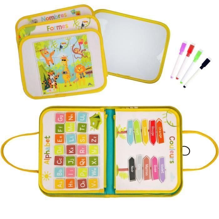 Bolsa de Actividades Montessori JADE - Juego Educativo Sensorial para Niños - Viajes - Aprende Alfabeto, Números, Colores, Puzle Jungla - Diseño Francés Bolsa de Actividades Montessori JADE - Juego Educativo Sensorial para Niños - Viajes - Aprende Alfabeto, Números, Colores, Puzle Jungla - Diseño Francés