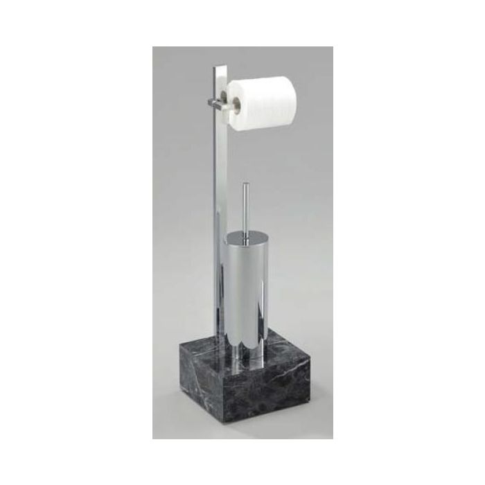 DKD Home Decor Portarrollos de Baño Moderno con Escobillero Integrado Acero y MDF Negro Plateado 119x70x18 cm