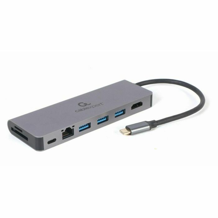 Gembird A-CM-COMBO5-05 Hub USB-C multipuerto HDMI 4K, Gigabit Ethernet, USB 3.0, Lector de Tarjetas SD/MicroSD - Gris Gembird A-CM-COMBO5-05 Hub USB-C multipuerto HDMI 4K, Gigabit Ethernet, USB 3.0, Lector de Tarjetas SD/MicroSD - Gris