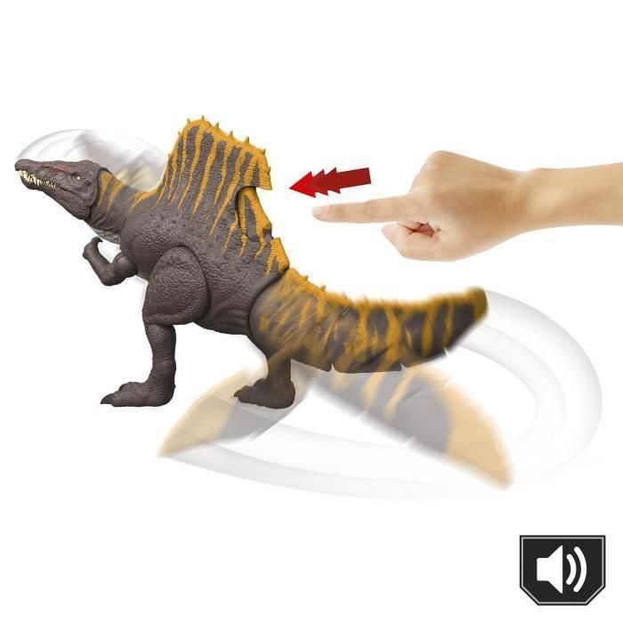 Mattel Figura Dinosaurio Jurassic World Spinosaurus, 25.4x55.83x11.43 cm, Edad 4+ años, Incluye Pilas LR44 2