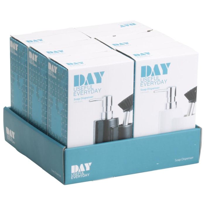Day Dispensador con Cepillo Surtido Cerámica Plástico Blanco Negro Capacidad 350ml 3