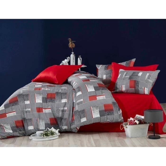 Juego de cama ASI8684282611585 - Funda nórdica 220x240 cm + 2 fundas almohada 60x60 cm - Microsatín 100% poliéster - Gris