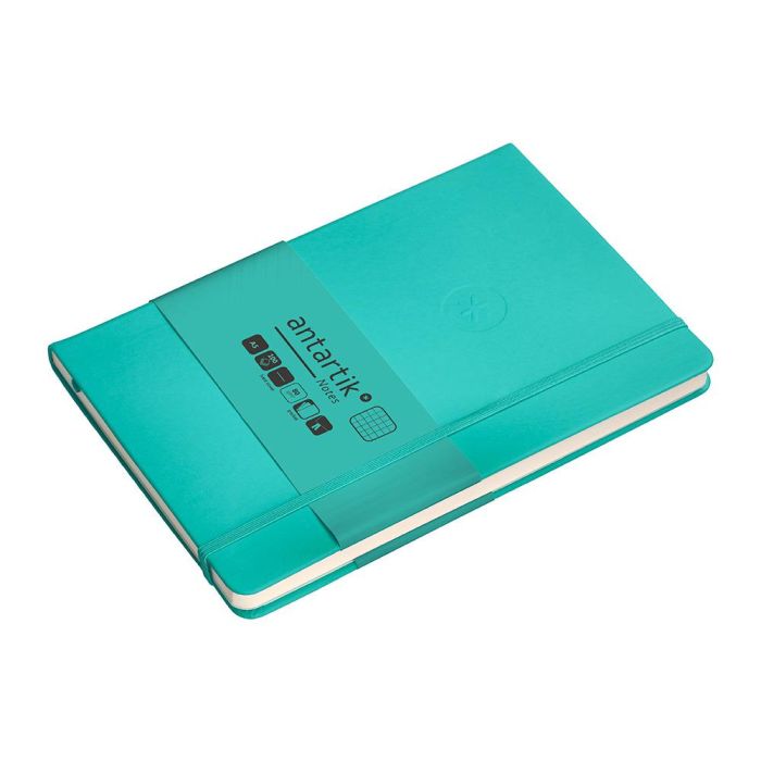 Cuaderno Con Gomilla Antartik Notes Tapa Dura A5 Hojas Cuadricula Turquesa 100 Hojas 80 gr Fsc 5