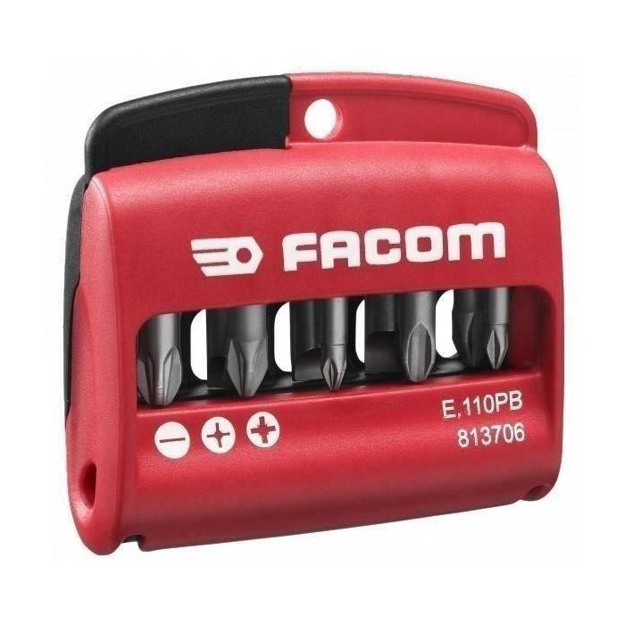Facom Estuche de Puntas de Atornillar 10 Bits Surtidos Fente, Pozidriv y Phillips con Porta Puntas. Compacto y Resistente a Impactos Facom Estuche de Puntas de Atornillar 10 Bits Surtidos Fente, Pozidriv y Phillips con Porta Puntas. Compacto y Resistente a Impactos
