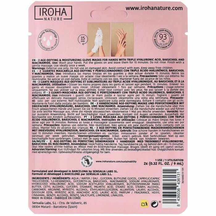 Iroha Anti-Age Triple Hyaluronic Acid & Bakuchiol Hand Mask 1 Iroha Anti-Age Triple Hyaluronic Acid & Bakuchiol Hand Mask 1