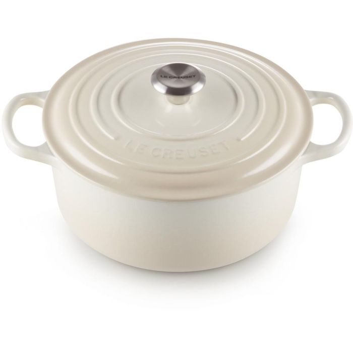 Le Creuset 21177267164430 Signature Roaster redondo de hierro fundido de 26 cm, color merengue 1