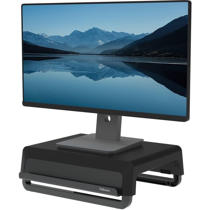 Fellowes Soporte para Monitor Breyta, ergonómico con 3 alturas ajustables (80, 118, 155 mm), soporta hasta 30 kg, 100% reciclable, color negro.