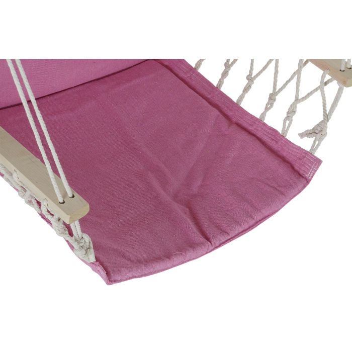 DKD Home Decor Silla Colgante de Jardín y Terraza, Rosa, de Algodón, Poliéster y Pino, 97x54x100 cm, Soporta hasta 110 kg 1