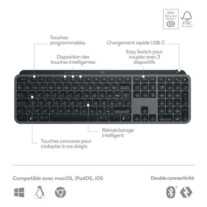 Teclado Inalámbrico - LOGITECH - MX Keys S - Bluetooth - Retroiluminado - Teclas silenciosas - Grafito 5 Teclado Inalámbrico - LOGITECH - MX Keys S - Bluetooth - Retroiluminado - Teclas silenciosas - Grafito 5