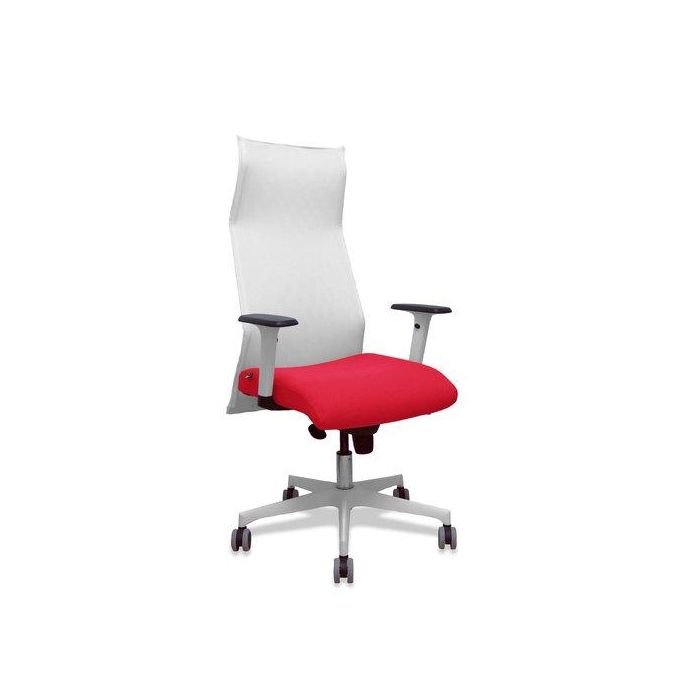 Sillon Piqueras Y Crespo Sahuco Direccion Uso Intensivo (8H) Brazos Blancos Regulables Mecanismo Sincro Respaldo Malla Blanca Transpirable Y Asiento Tapizado Bali Rojo