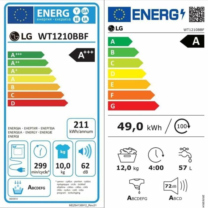 Lavadora - Secadora LG WT1210BBF 1400 rpm 10kg / 12kg 1 Lavadora - Secadora LG WT1210BBF 1400 rpm 10kg / 12kg 1