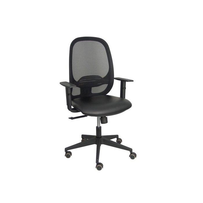 PIQUERAS Y CRESPO Silla Cilanco negra malla negra asiento similpiel negro brazo regulable.