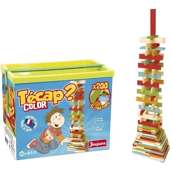 Jeujura Técap? Color Juego de Construcción y Equilibrio 200 Piezas de Madera Natural y Teñida Jeujura Técap? Color Juego de Construcción y Equilibrio 200 Piezas de Madera Natural y Teñida