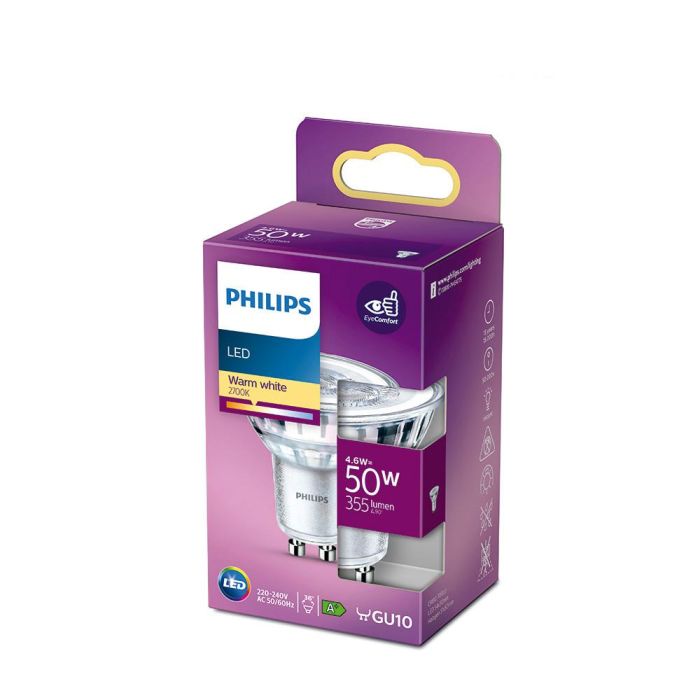 Philips Bombilla LED Dicroica GU10 4.6W 390lm 2700K Luz Cálida No Regulable Ángulo 36° Equivalente 50W 1