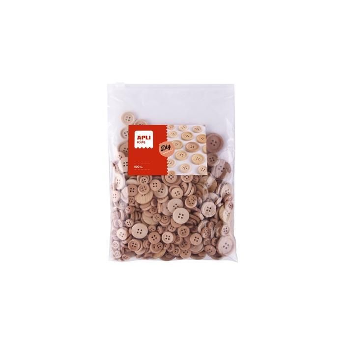 Apli Botones Varios Tamaños Bolsa De 400 Color Natural +4 Años Apli Botones Varios Tamaños Bolsa De 400 Color Natural +4 Años