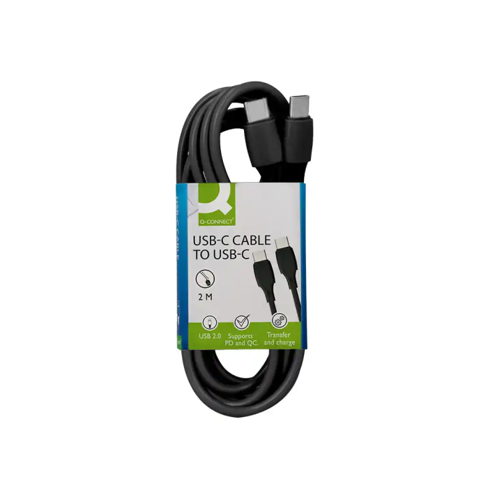 Q-connect Cable USB-C a USB-C PVC 2m Negro 1