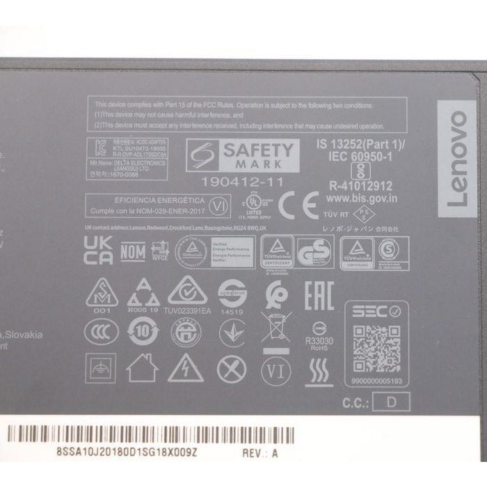 Lenovo Adaptador AC 170W, 89% Eficiencia, Voltaje 100-240Vac, Diseño Trifásico, para Dispositivos Lenovo