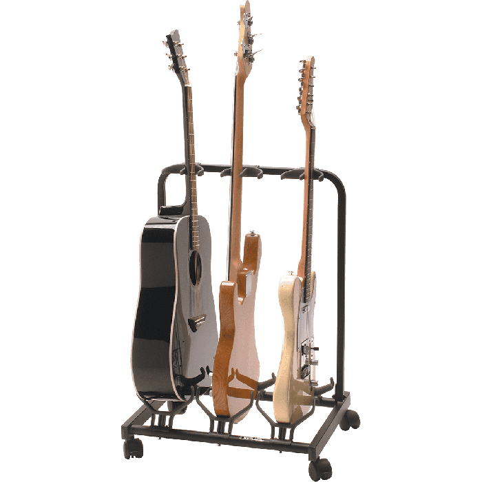 QUIKLOK Soporte Universal de Suelo para 3 Guitarras Acero Negro 795mm Alto