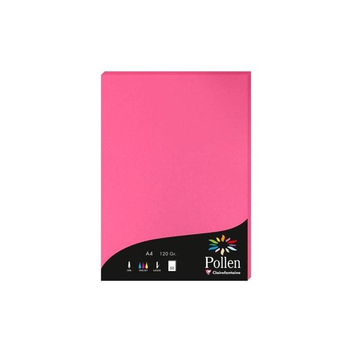 Papel Clairefontaine Pollen A4 120G 50H Fucsia