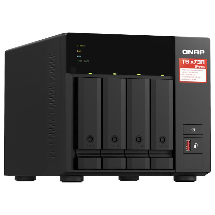 QNAP Bundle NAS TS-473A 4 Bahías con Switch QSW-1105-ST 5 Puertos, Torre, AMD Ryzen Embedded V1500B, 8GB DDR4, 2.5GbE 3