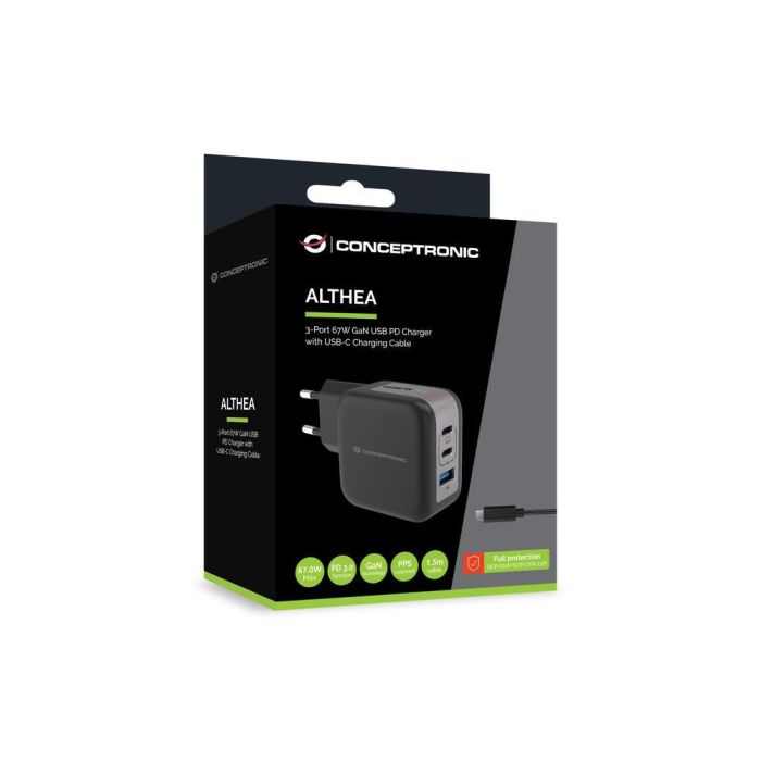 Cargador Pared Conceptronic Althea17B 67 W 2X 2 Cargador Pared Conceptronic Althea17B 67 W 2X 2