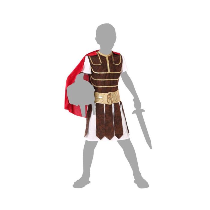 Disfraz Gladiador Nio 10-12 Aos Tnica Capa Cinturn Polyester Marrn
