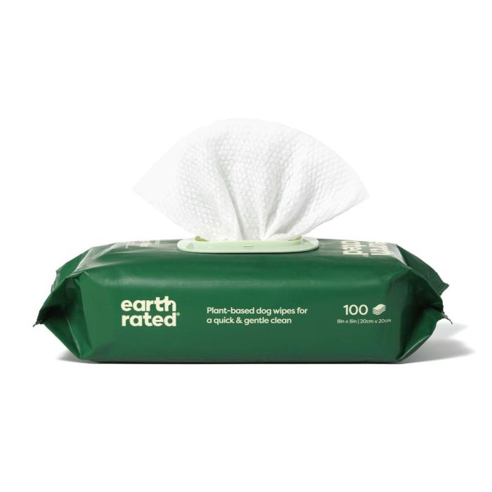 Earth Rated Toallitas Sin Perfume 100 Unidades Hipoalergénicas para Perros Aseo Diario con Aloe Vera y Manzanilla