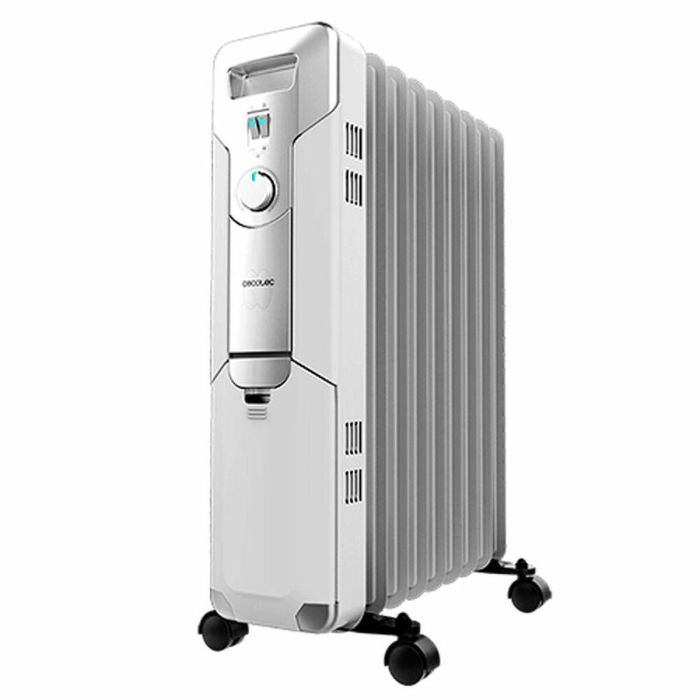 Cecotec 05882 Radiador de aceite eléctrico 2000 W con 9 módulos, termostato regulable, 3 niveles de potencia, ruedas y doble sistema de seguridad