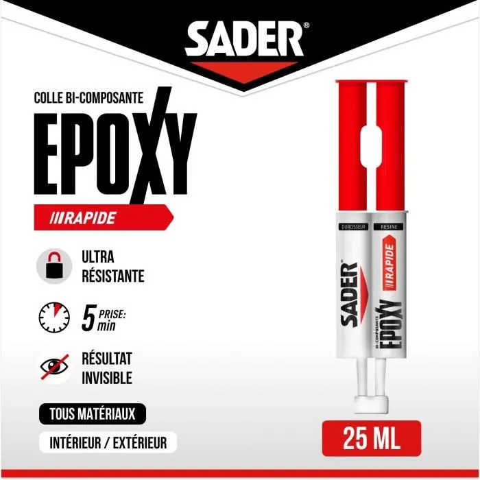 Sader Jeringa de Pegamento Epoxi Rápido Bicomponente - Unión Ultra Resistente en 5 Minutos - 30 ml 1