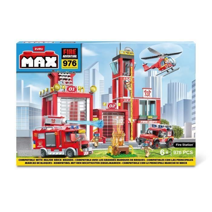 Set de Construcción - ZURU - Estación de Bomberos Grande (976 piezas) - Crea una estación de bomberos con vehículos y accesorios 1 Set de Construcción - ZURU - Estación de Bomberos Grande (976 piezas) - Crea una estación de bomberos con vehículos y accesorios 1