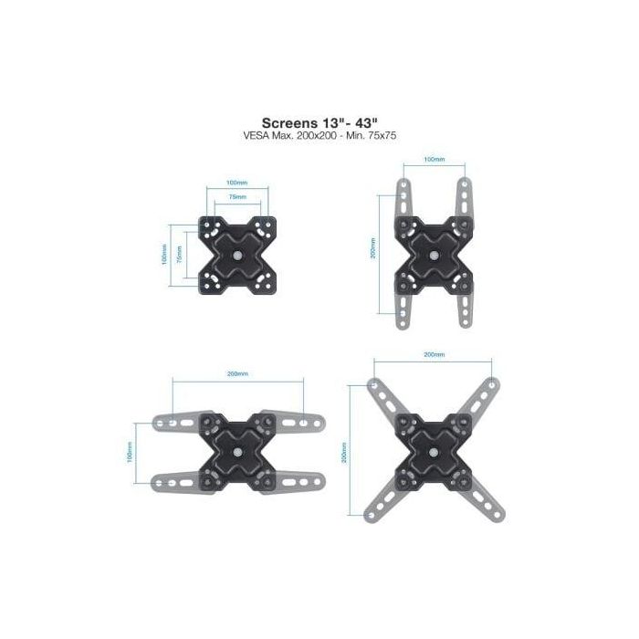 Soporte de Pared Extensible/ Giratorio/ Inclinable TooQ LP1343TN-B para TV de 13-43"/ hasta 20kg 1 Soporte de Pared Extensible/ Giratorio/ Inclinable TooQ LP1343TN-B para TV de 13-43"/ hasta 20kg 1