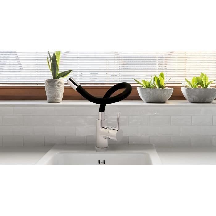 ROUSSEAU Grifo de cocina mezclador Køben - Sin ducha - Forma de memoria - Gris y negro 1 ROUSSEAU Grifo de cocina mezclador Køben - Sin ducha - Forma de memoria - Gris y negro 1