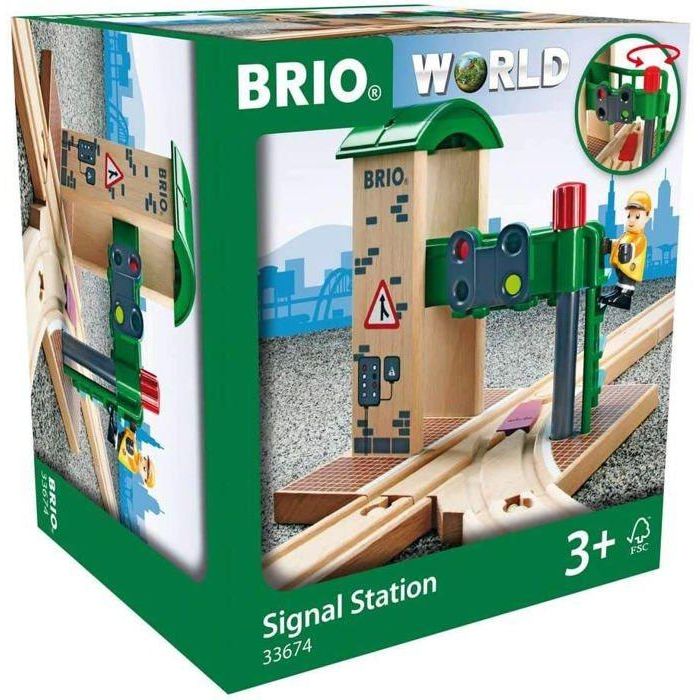 Brio World 33674 Estación de Control y Derivación para Tren - Semáforo, Interruptor Mecánico, Figura Incluida, Sin Batería, +3 Años 3